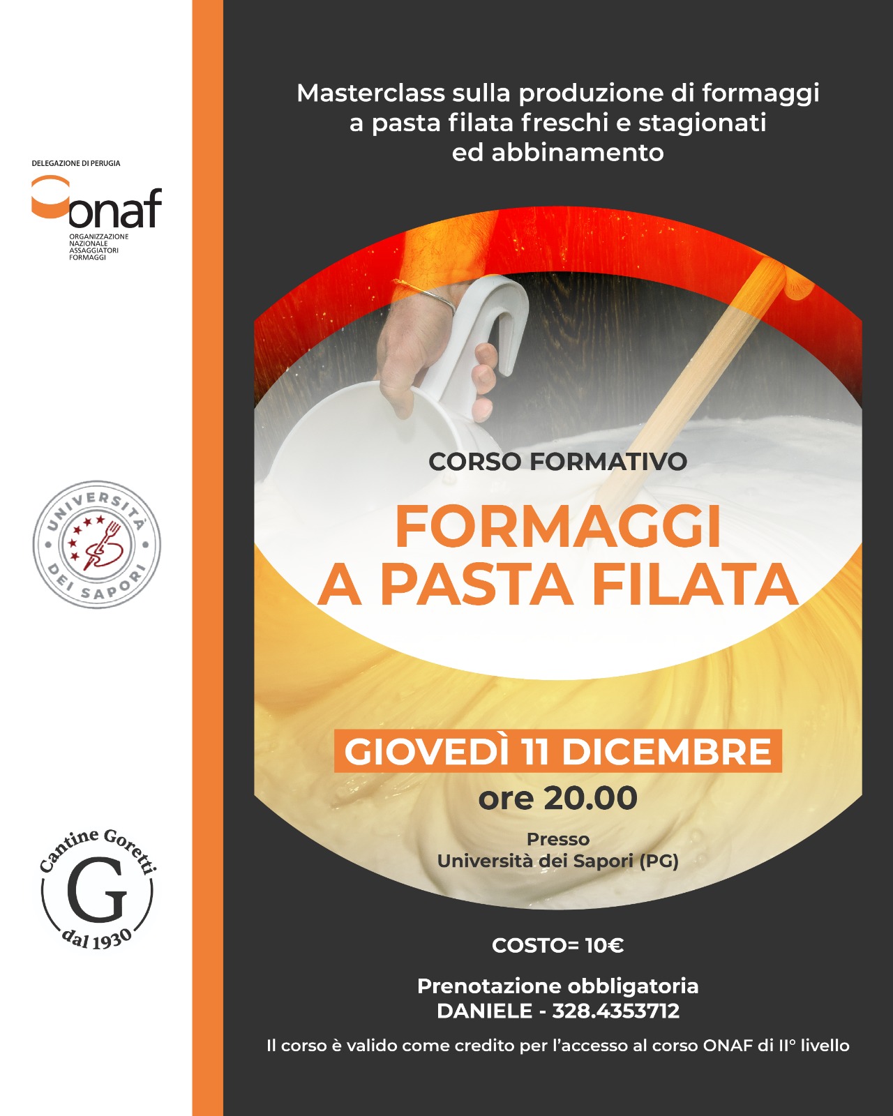 Perugia, Masterclass Formaggi a pasta filata